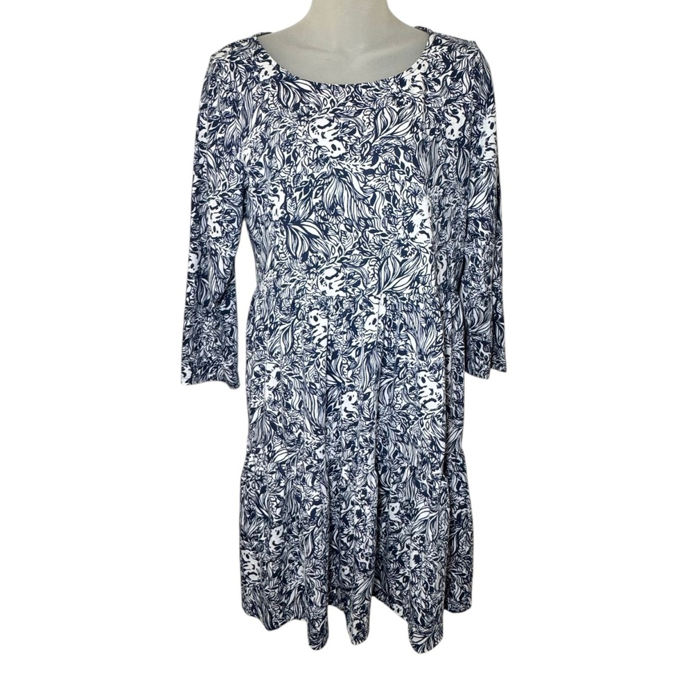 Lilly Pulitzer Geanna Dress M Gday Mate High Tide Navy Swing Tiered Koala